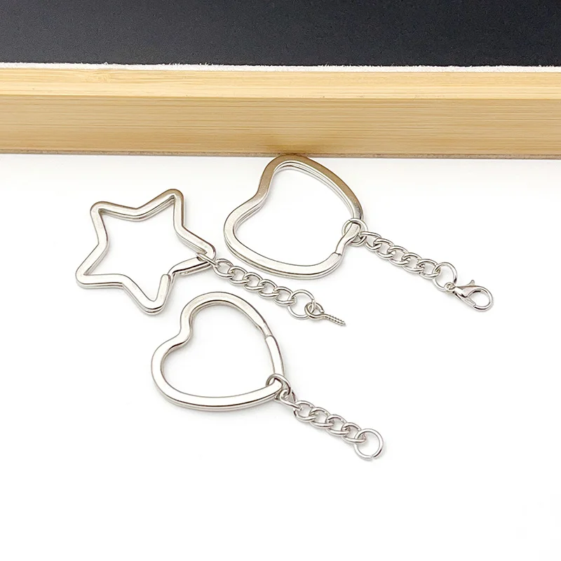 6 Teile/los Herz Stern Form Schlüssel Ring Kette Runde Flache Draht Offenen Ring Metall Schlüssel Ring DIY Auto Schlüssel Spielzeug Anhänger, der Kette Großhandel – Detail 14