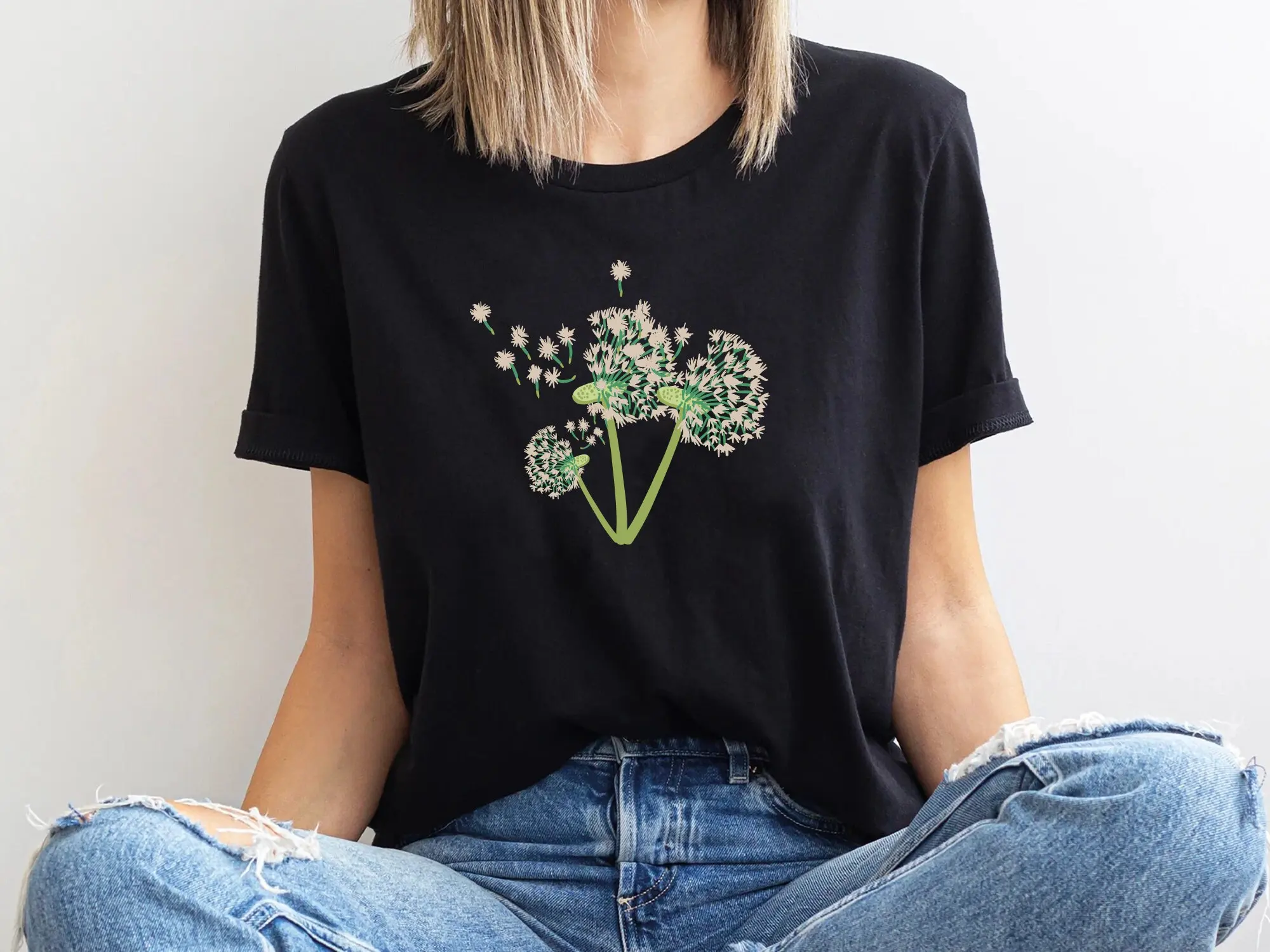 Dandelion Sweat T Shirt Inspirational Windflower Meditation Yoga Boho For Her