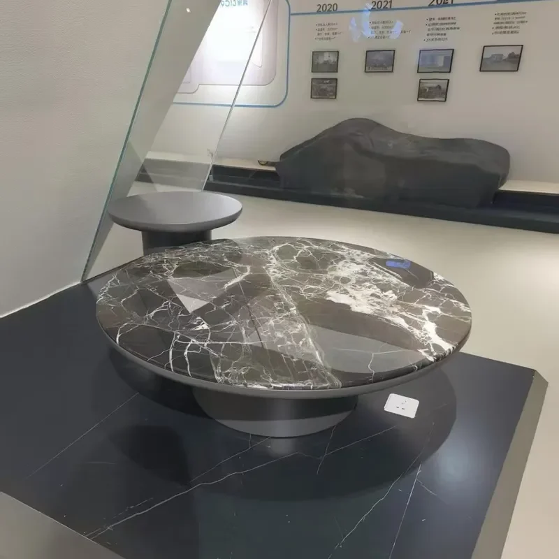 Italian Modern Green Natural Marble Round Coffee Table Set Luxury Stone Side Table Combination for Living Room Home Furniture