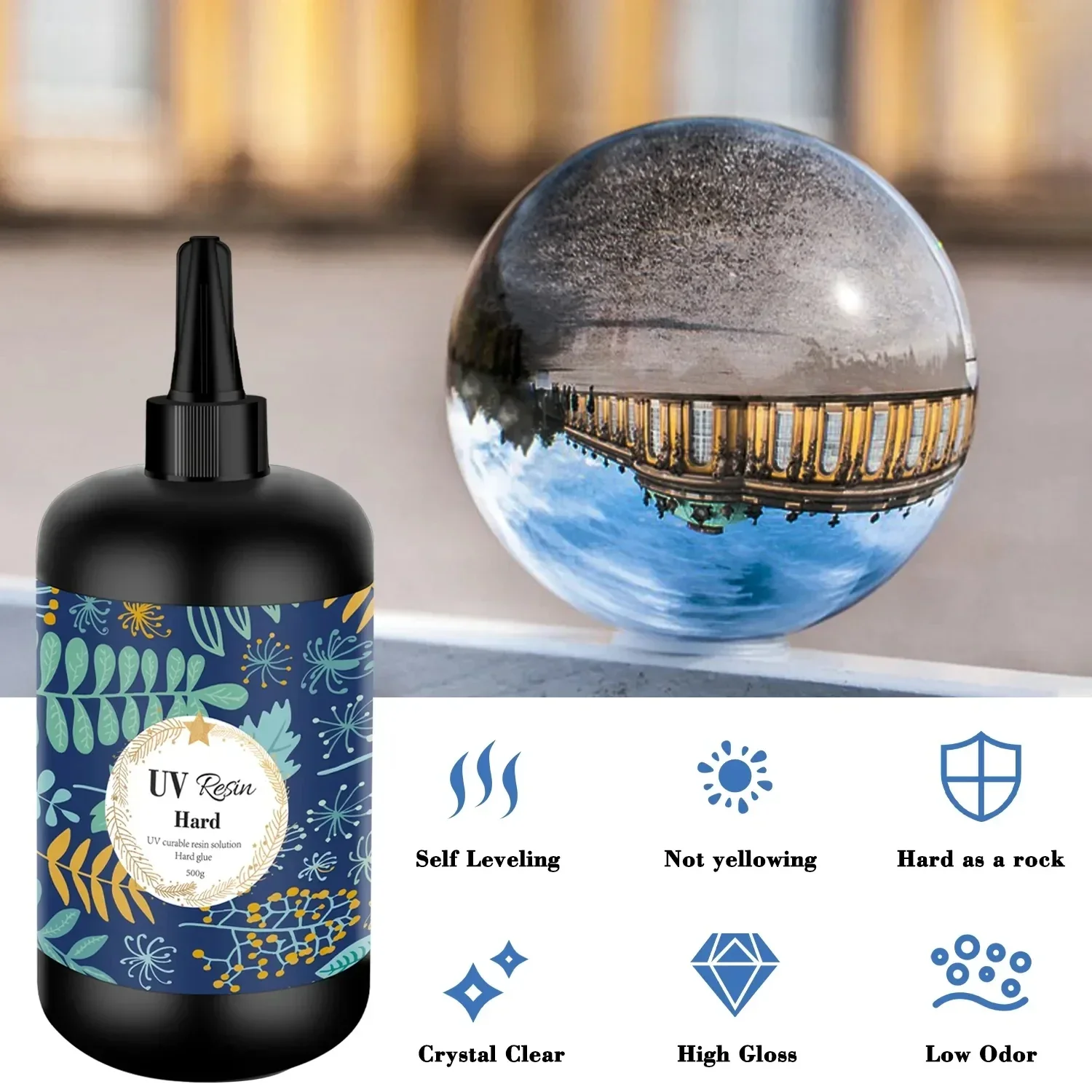 500g Hard UV Resin Glue Crystal Clear Ultraviolet Curing Epoxy Resin Glue Solar Cure Sunlight Activated DIY Jewelry Making Tools