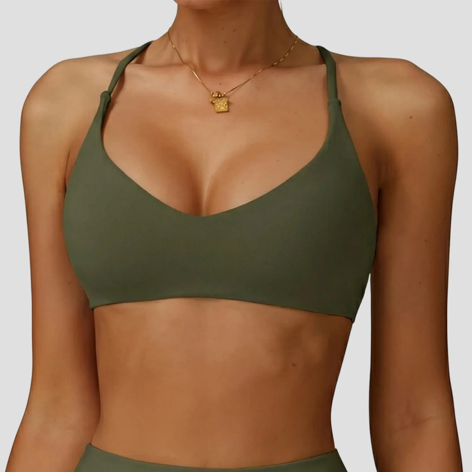 Sports Bra High Impact Support Women Gym Underwear Push-up Back Cross Yoga Crop Top Running Workout Fitness Pilates Solid Color image 5