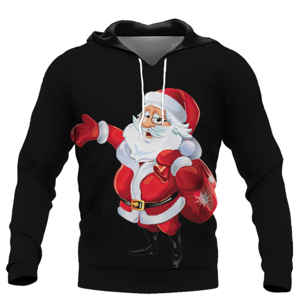 

2024 Lovely Snowman Santa Claus Hoodie For Men Anime Funny Hooded Sweatshirt Autumn Winter Fashion Thickened Casual Streetwear