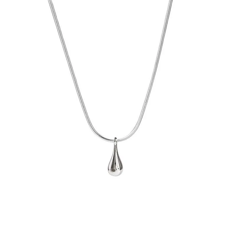 S925 Sterling Silver Necklace For Women Waterdrop Shape Fashion Minimalist Pendant Necklace Cute Charm Necklace Birthday Gift