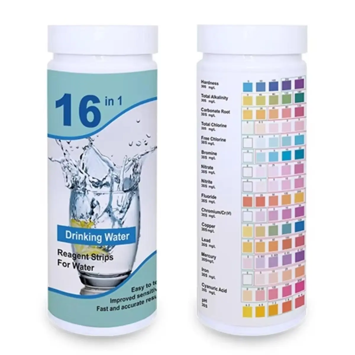 【A30I~】 16 in 1 Drinking Water Test Kits High Sensitivity Test Strips Detect-PH, Hardness, Chlorine, Iron,Copper-Nitrate