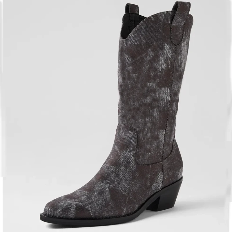 

Осенне-зимние женские ковбойские сапоги в стиле вестерн, ботинки челси с высоким берцем и острым носком, винтажные короткие сапоги в британском стиле