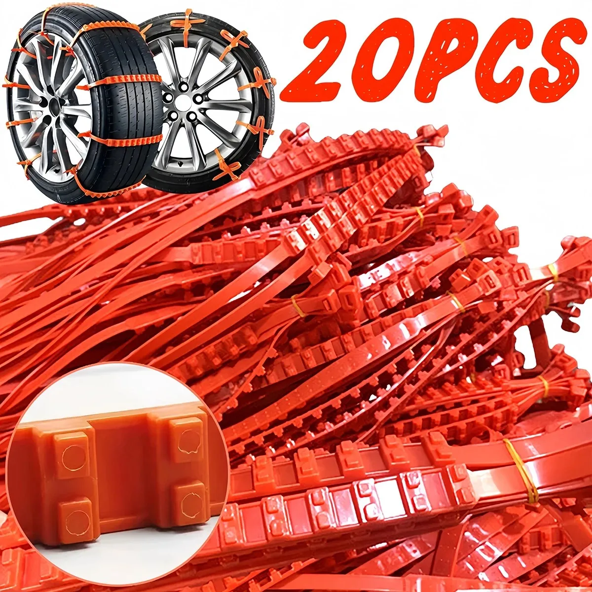 20Pcs Car Type Snow Chains Anti-skid Winter Outdoor Car Tire Wheel Chain Emergency Double Grooves Anti Slip Car Accessories