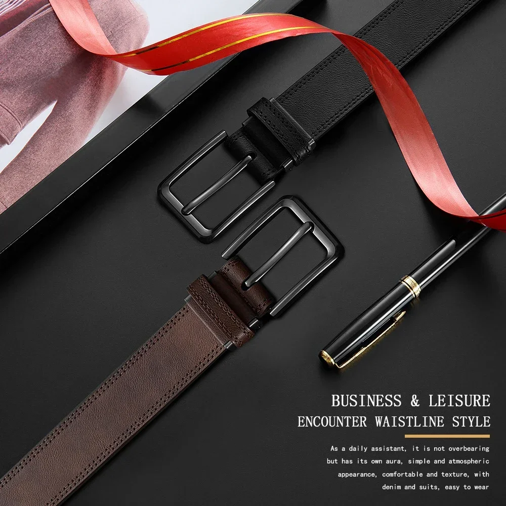 Männer Gürtel Hohe Qualität Echtes Leder LANGE Große Pin Schnalle Metall Automatische Schnalle Männlich Gürtel Strap Männlich – Detail 4