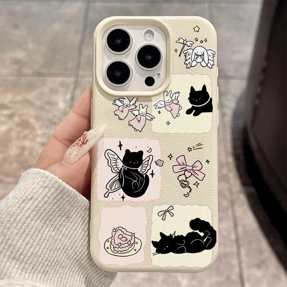 Angel White Rabbit Handyhülle für iPhone 17 16 15 14 13 12 Pro Max 16 15 14 Plus 17 16 15 14 13 Pro 17Air Silikon-Matt-Cover – Detail 2