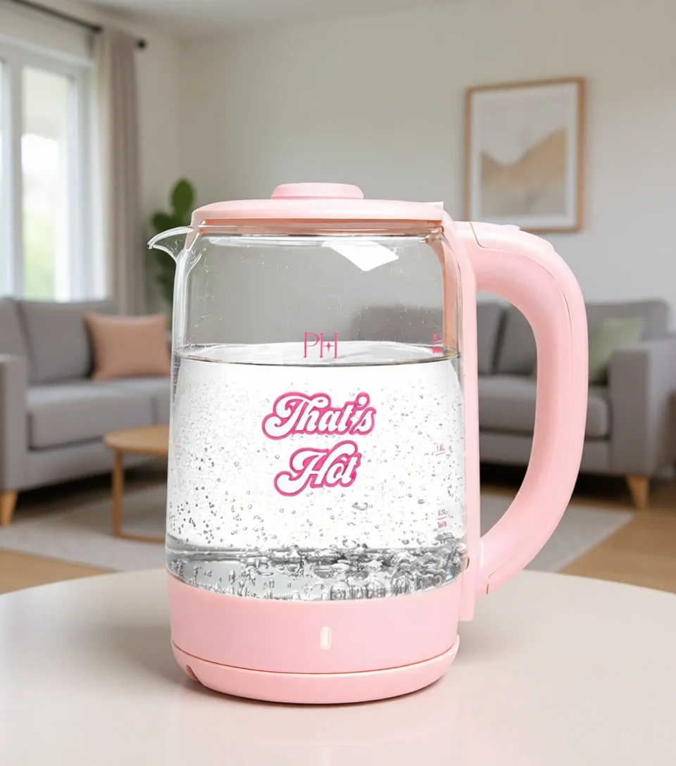 

Electric Glass Kettle Fast Boil Auto Shut Off LED 360 Degree Base Cord Storage 1 8 Liter Pink