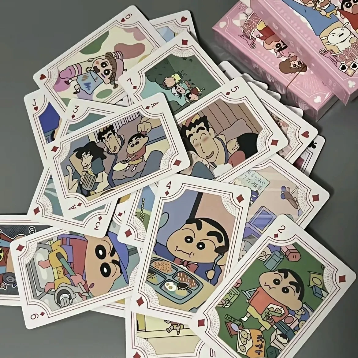 Crayon Shin-chan Cute Cartoon Poker Kawaii Periphery Toy Playing Cards Adorkable Ins Party Game Lovely Family Joy Holiday Gifts