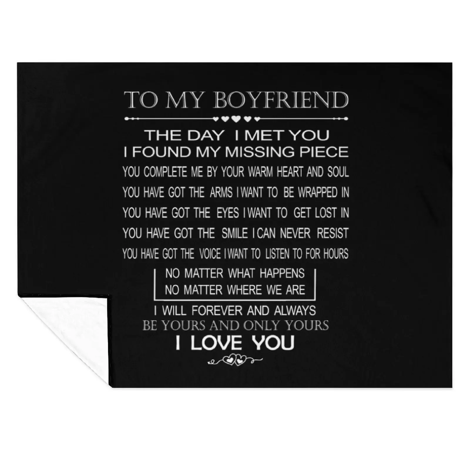

To My Boyfriend the Day I Met You I Found My Missing Piece: Romantic Valentines Day Gifts for Boyfriend, Gift for Throw Blanket