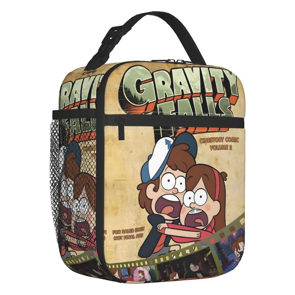 

Custom Kawaii Gravity Falls Insulated Lunch Bag Portable Mystery Comedy Animated Movie Thermal Cooler Lunch Box Beach Travel