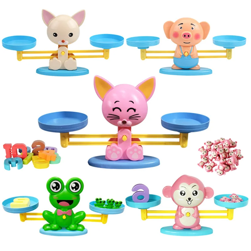 

Montessori Math Animal Figure Digital Balance Scale Toy Educational Balancing Scale Number Board Game Kids Preschool Toys