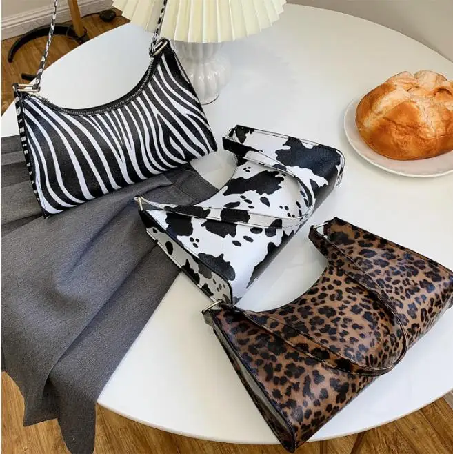 Wholesale New Shoulder Bags for Women High Quality Zebra Underarm Handbags PU Leather Leopard Armpit Purse Bag