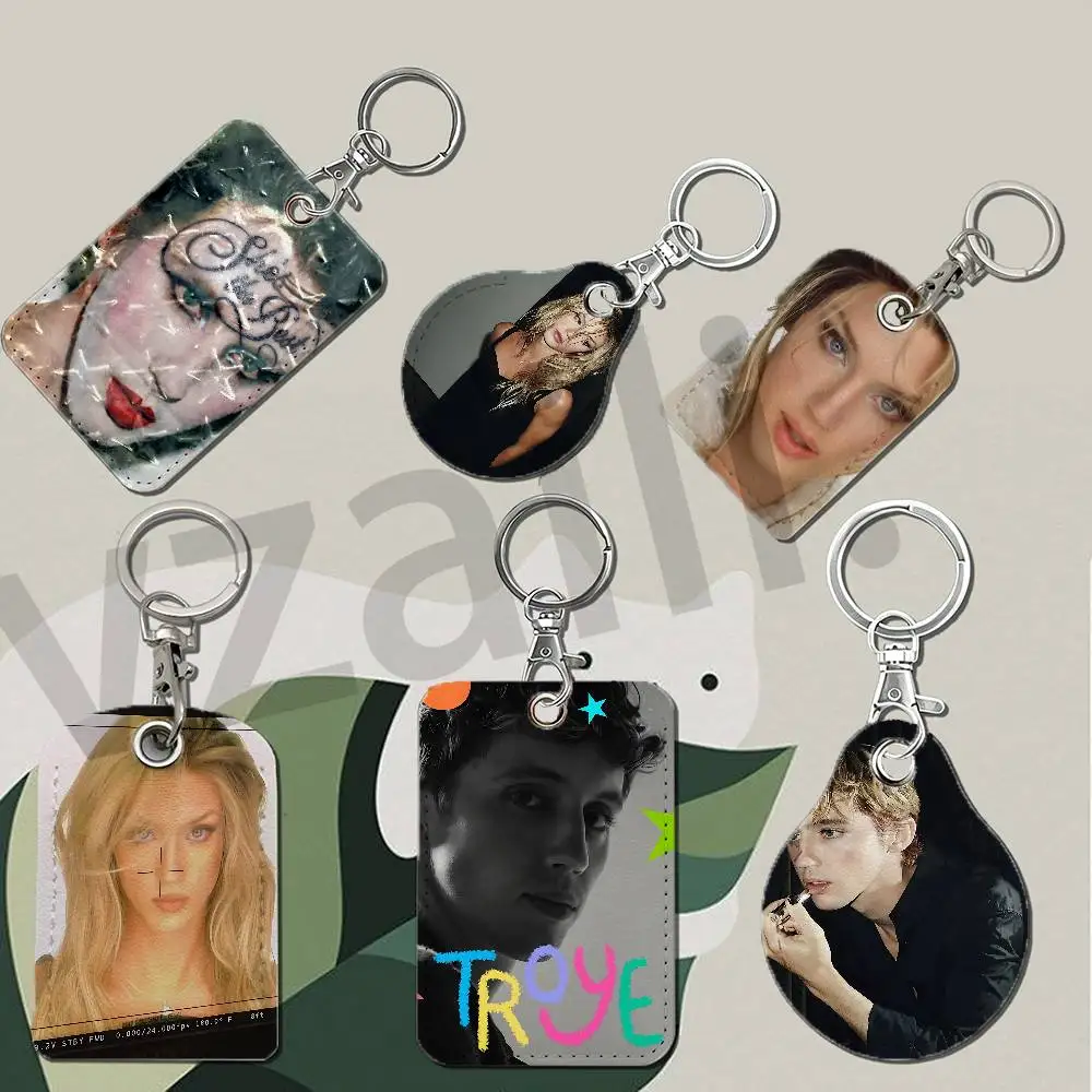 T-Troye Sivan S-She s The Best Protective Printed Leather Card Case Metal Keychain Accessory