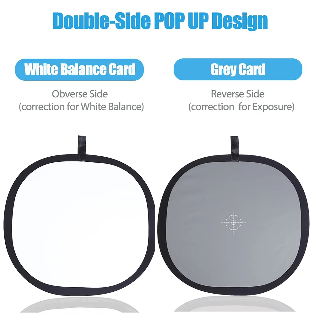 12\'\' Inch 30CM 2 In 1 18% Foldable Portable Reflector Balance Studio Board Gray Focus Card Supplies White Photography