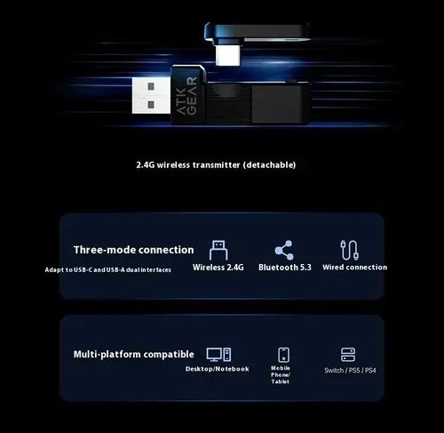 Imagen 2 del producto Atk M1 auriculares Mercury I reducción de ruido Bluetooth inalámbrico Csgo auriculares para juegos 1200mah jugador montado en la cabeza regalos personalizados