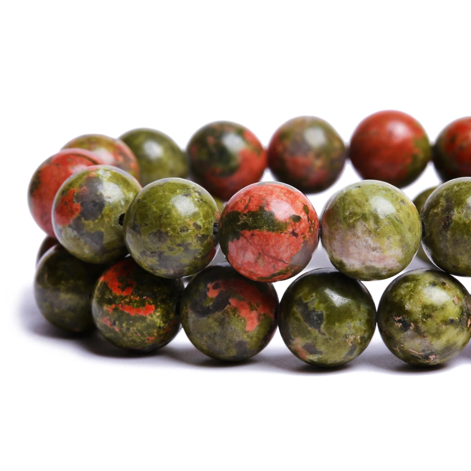 Natural Green Unakite Round Bead Gemstone DIY Necklaces Bracelets Loose Beads For Jewelry Making