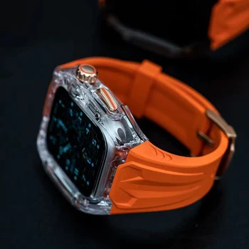 Transparante Modificatie Kit Voor Apple Horloge Ultra 9 8 7 49mm 44mm 45mm Band + Case Voor iWatch Serie 6 5 4 Rubberen Band Refit Mod