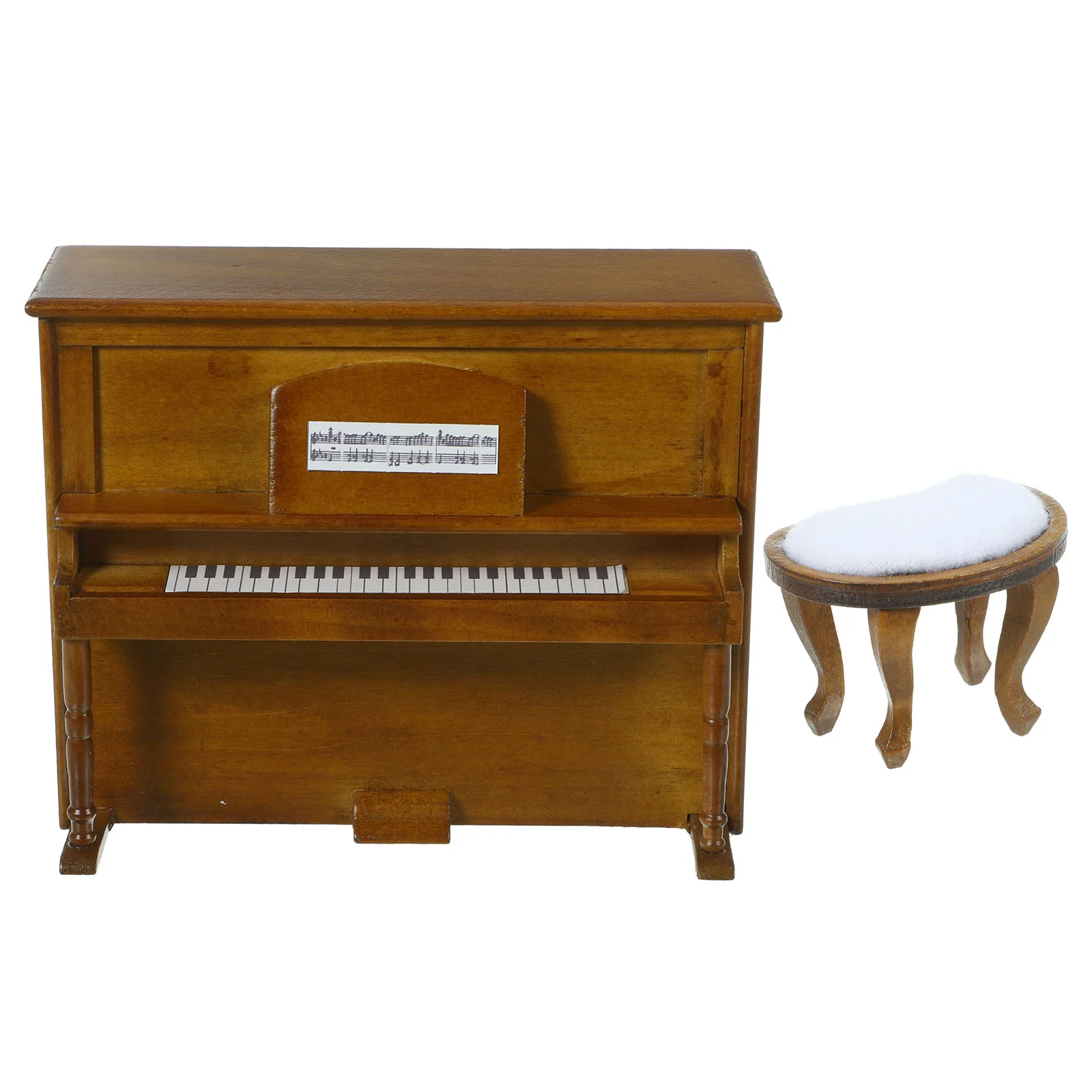 Mini mobili per casa delle bambole modello pianoforte verticale e panca ornamenti decorativi set micro decorazione paesaggio miniatura in legno