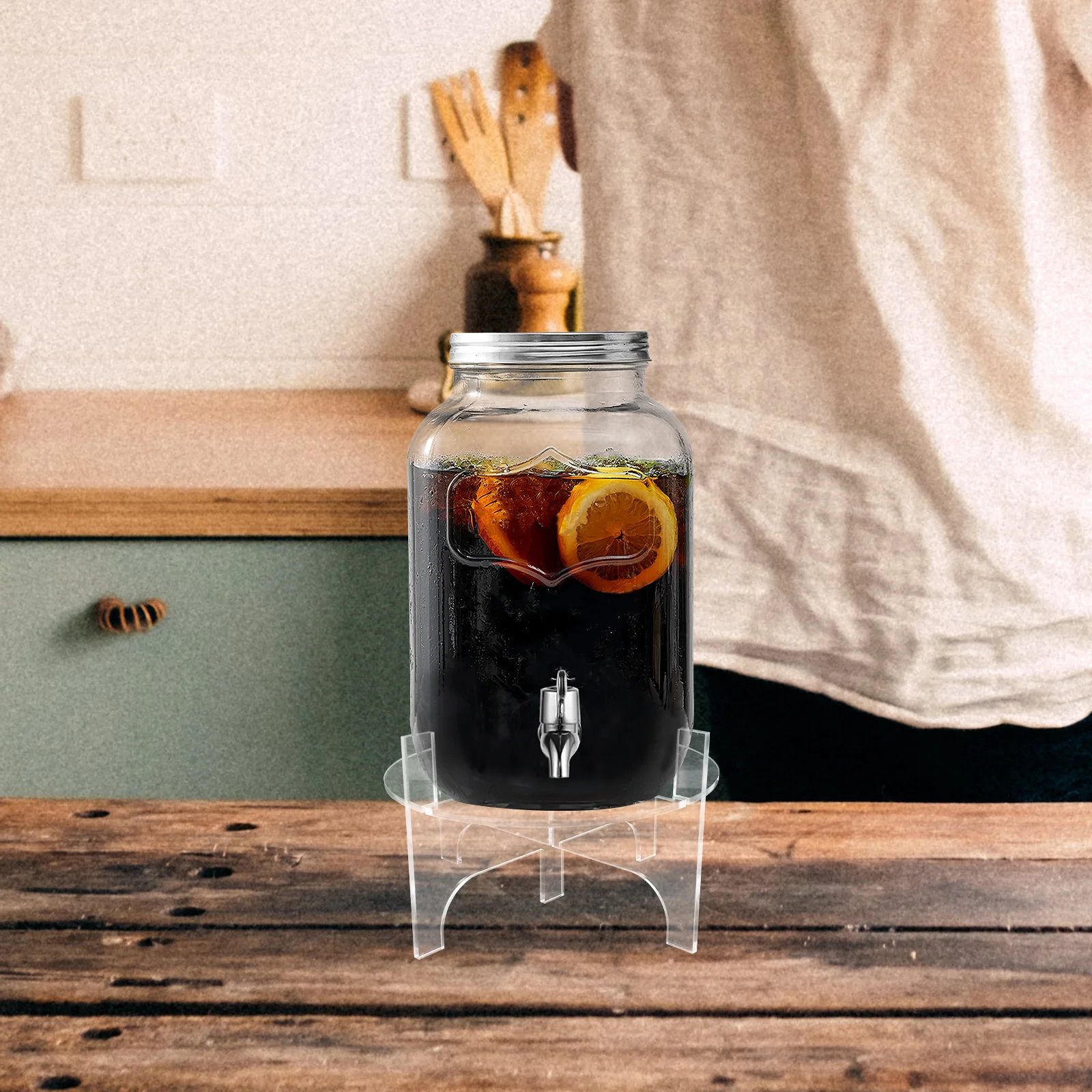 

1pc Juice Dispenser Stand Acrylic Drink Dispenser Base Compact Beverage Holder For Party Bar Cafe Serving Tray Bar Accessories