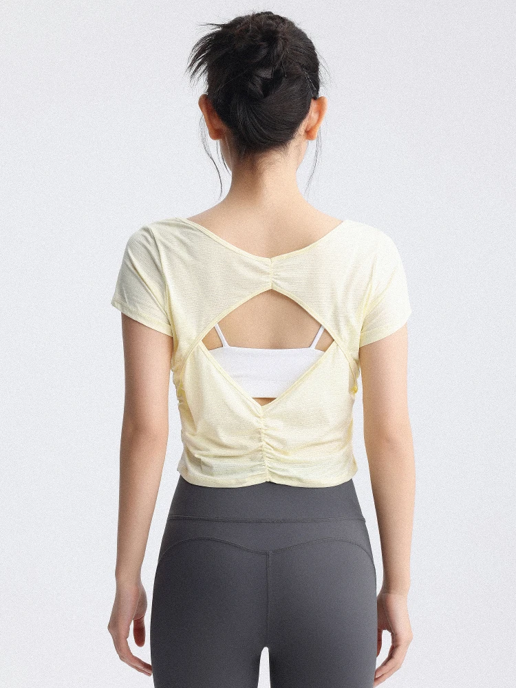 

Новая женская одежда для йоги и фитнеса 2026 года: быстросохнущий топ для пилатеса с открытой спиной, дышащая спортивная одежда для бега и тренировок в зале