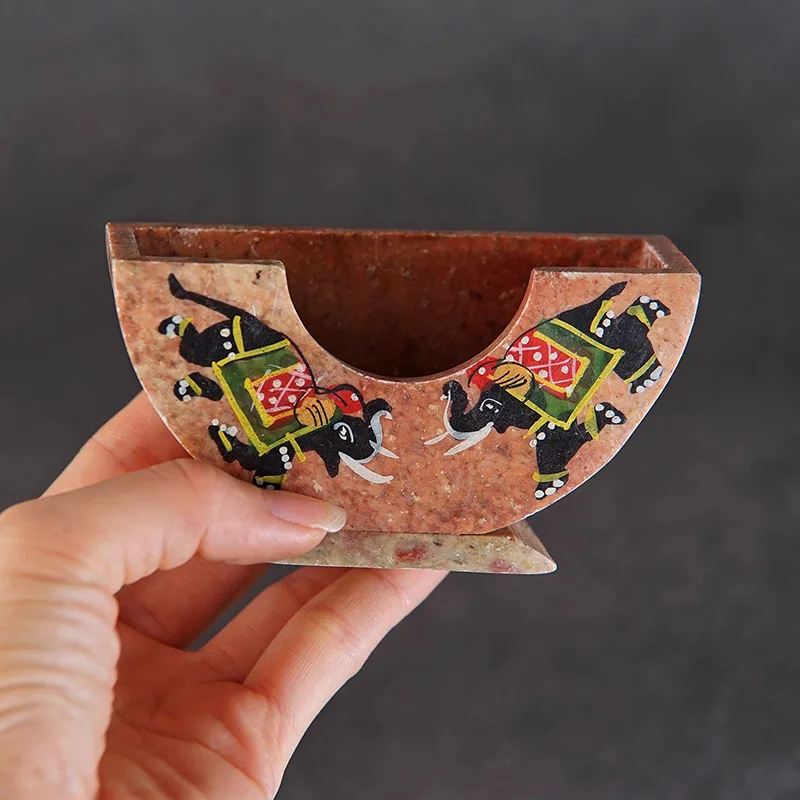 

Creative Ashtrays with lid Birthday Holiday Gifts Handmade Desktop Ornaments Stone Handicrafts Painted Artworks Ashtray for Home