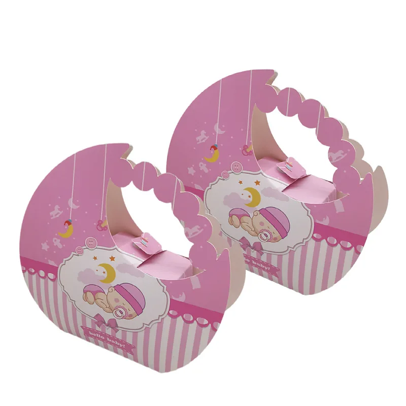 24/48Pcs Baby Shower Moon Shape Candy Box Kids Gift Packaging Box Party Wedding Favors for Guests Birthday Party Baptism Decor