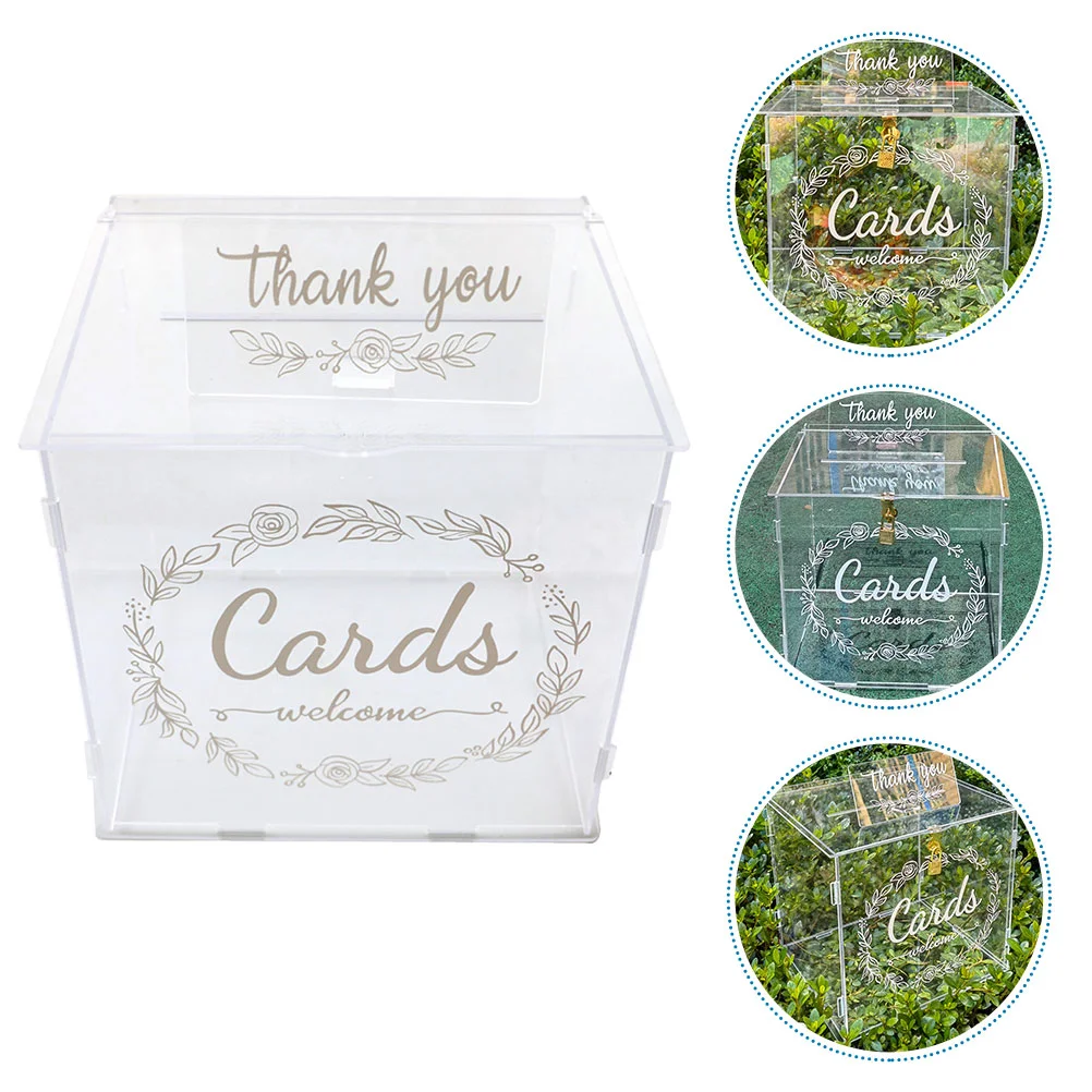 Decorative Wedding Cards Box DIY Acrylic Case Container Wedding Party Ornament card box with lock wedding box for cards and mone