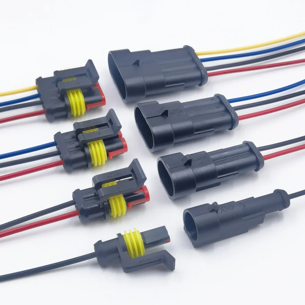 1/2/3/4 Pin Waterproof Connector, Electrical Terminal Quick Connector, 10Pcs/ 5Sets, With Wire, Suitable For Cars, Ships, Etc.