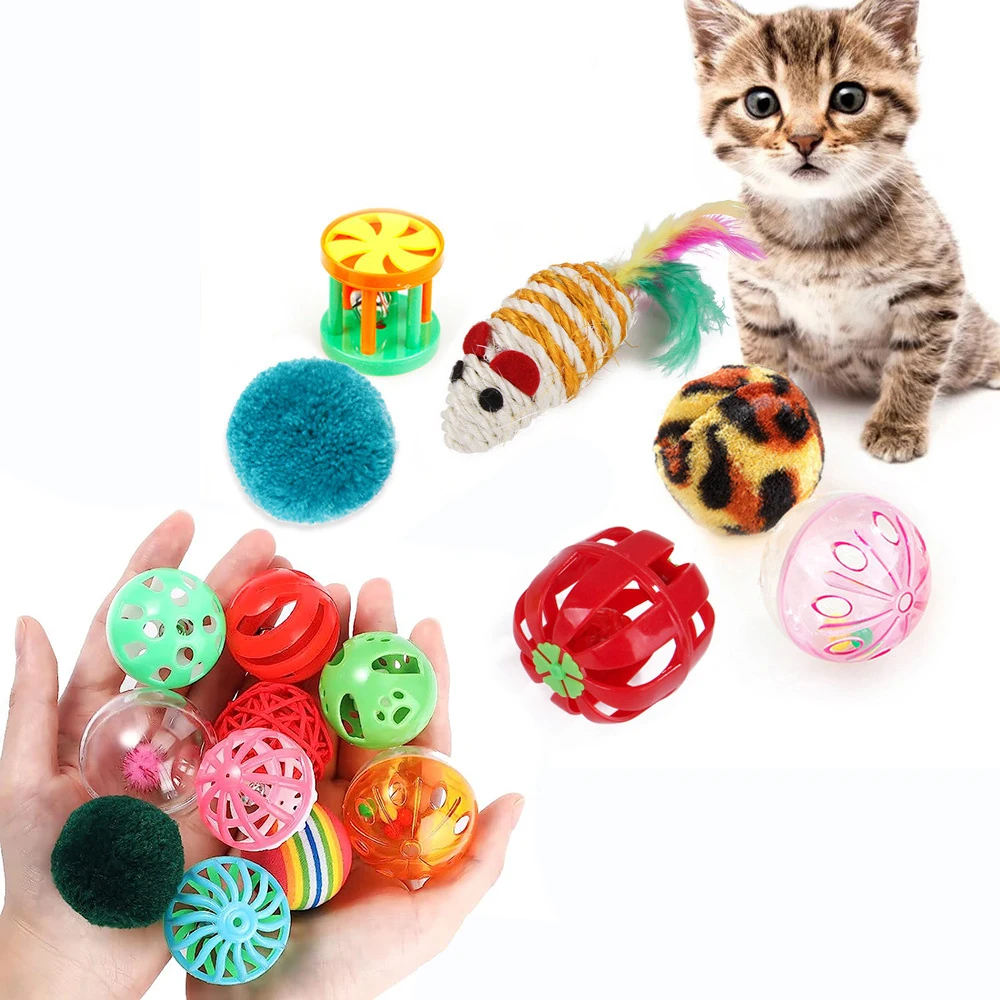 Cat Toys Assortments Spiral Springs Assorted Cat Balls Crinkle Furry Cat Mouse Toys Catnip for Kittens Interactive Pet Supplies