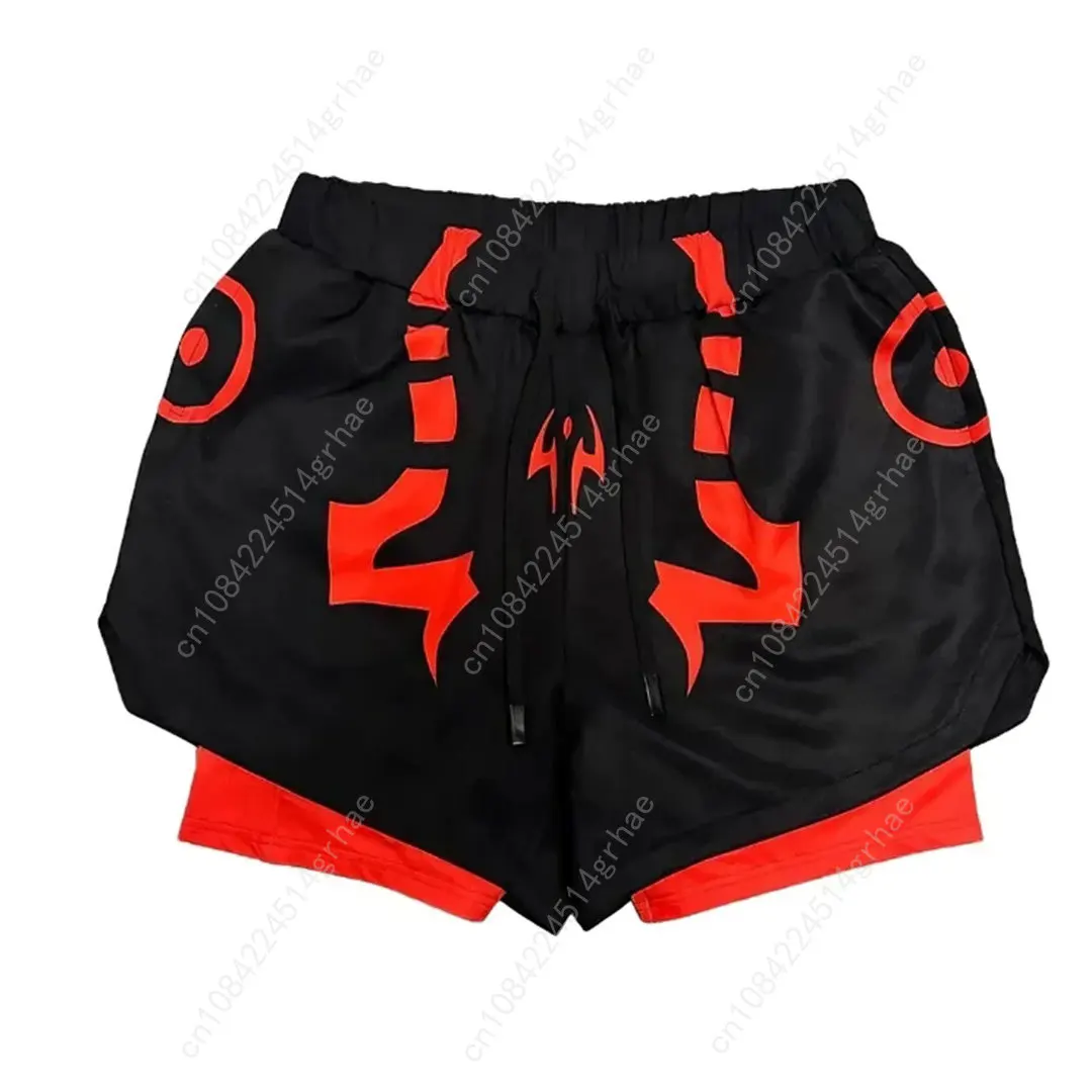 Anime Short Gyms Bilayer 2-in-1 Sports Shorts For Men Sweat-absorbent Quick-drying And Breathable Outdoor Sports Jogging Pants