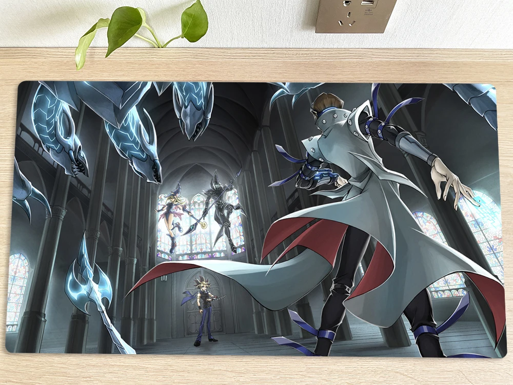 YuGiOh Playmat Dark Magician vs. Blue-Eyes White Dragon CCG TCG  Mat Trading Card Game Mat Table Playing Pad Mousepad Mouse Pad