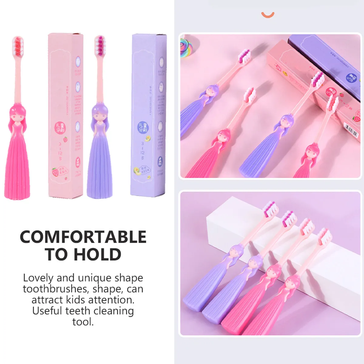 

Детские зубные щетки, 4 шт., премиум-класса, с мягкой щетиной, ручные, ярких цветов, с удобной ручкой, для ежедневного ухода за полостью рта