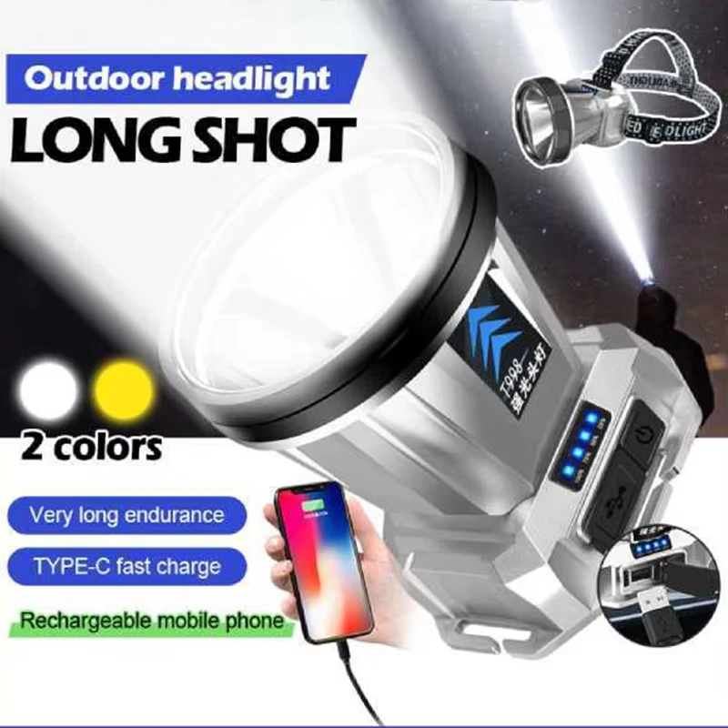 

High Power LED Headlamp Usb Rechargeable Built-in battery Headlight Outdoor Camping Fishing Emergency Searching Lantern