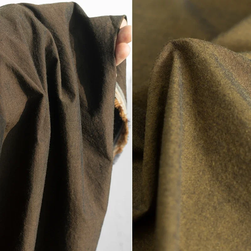 Brown Style Stir Fried Fabric for Vintage Chinese Style Outerwear Shirt Suit Creative Clothing Designer Fabric