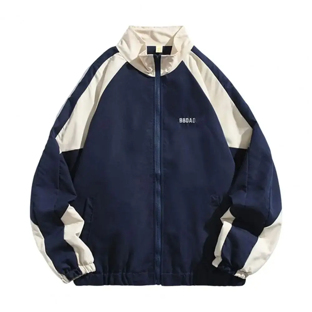 

Men's Color Blo Stand up Collar Jaet Faionable Urban Sle Long Sve Polyester Nylon Cosite Fiber Warm Outerwear