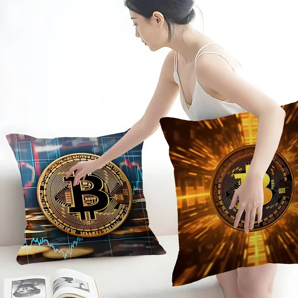 Classic B-Bitcoin Fashion Maple Design Cushion Cover Happy Autumn Harvest decor Holiday Decorati Pillow Cover