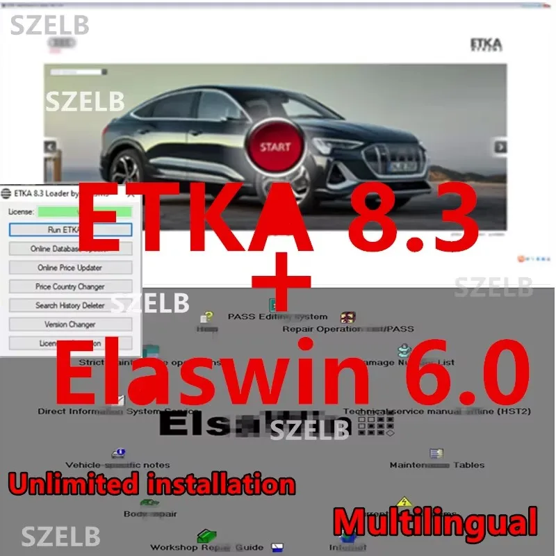 

ELSA6.0+ETKA8.3 latest maintenance software Zmoli Dio Nova for V/W+AU/DI electronic parts catalog free installation+video