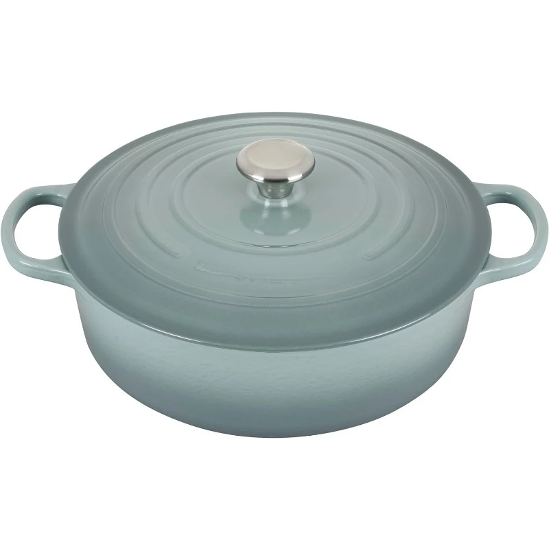 Enameled Cast Iron  Round Wide Dutch Oven, 6.75 qt., Sea Salt