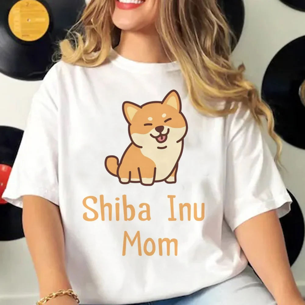 Cute Shiba Inu Graphic Print Women T-shirt Short Sleeve O-Neck Breathable Soft Korean Athleisure Harajuku Summer Women Clothing