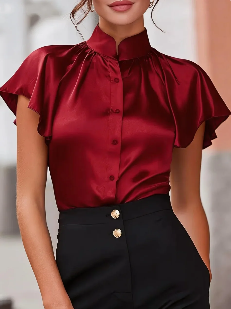 Midnight Elegance Satin Blouse S345e576277294ffba86cde1f8a3676d3Q