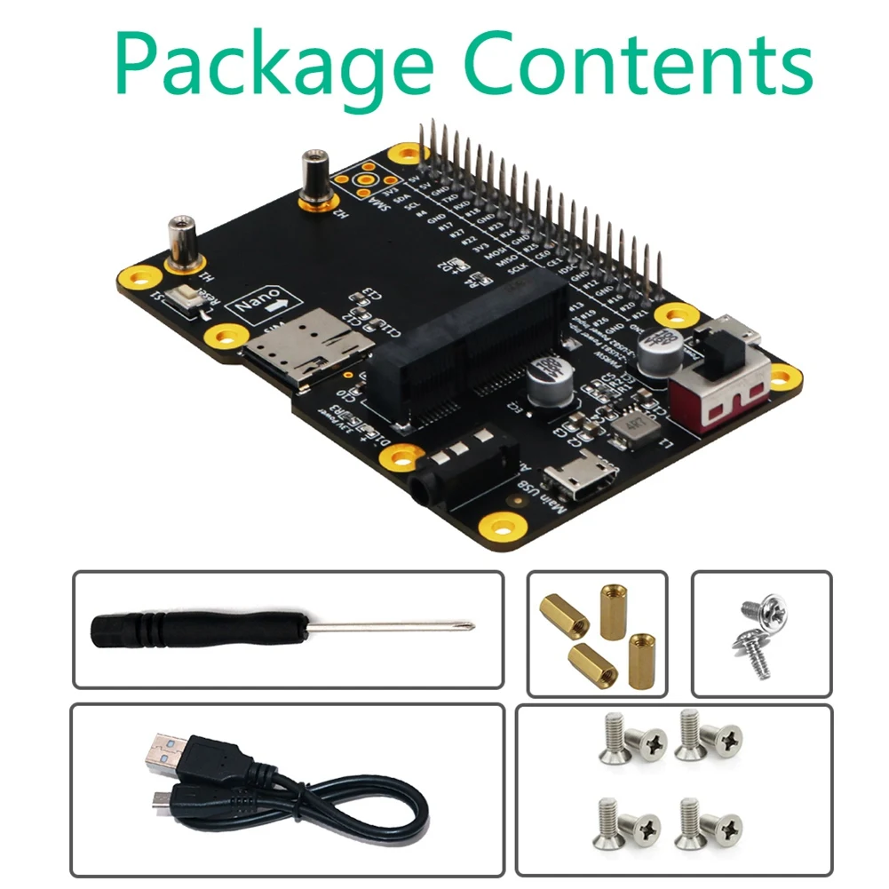 Mini 3G/4G/LTE Module HAT Portable USB Expansion Board with SIM Card Slot Vertical Adapter Card for Raspberry Pi