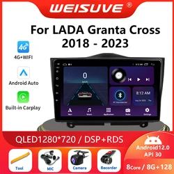 2 Din Android 13 For LADA Granta Cross 2018 - 2023 Car Radio Multimedia Video Player Navigation Stereo GPS Head Unit Carplay DVD