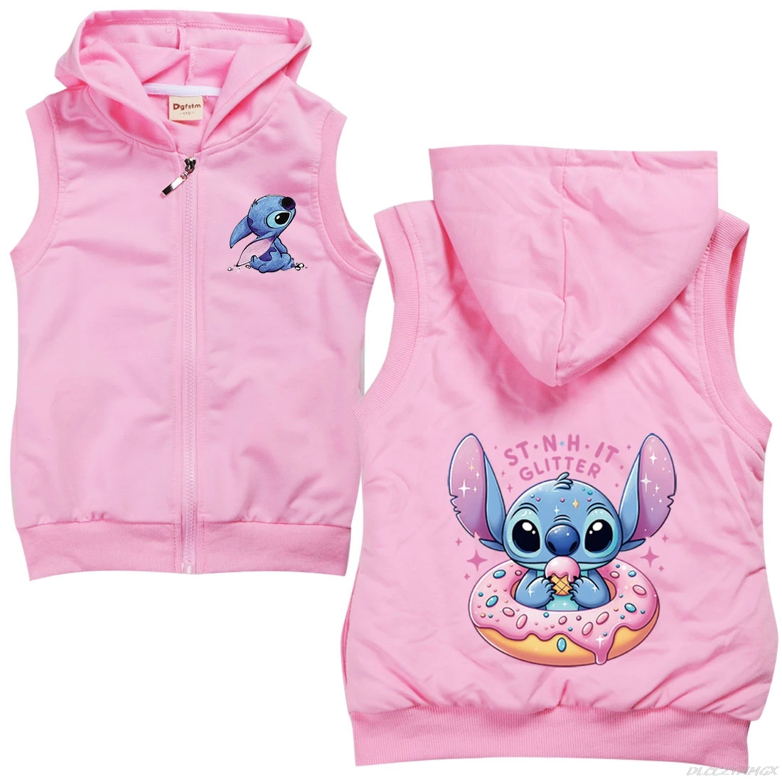 Lilo And Stitch Spring Autumn Cardigan 2-15Y Girls Vests Kids Waistcoat Children Vest Sleeveless Jacket Spring Clothes Outerwear