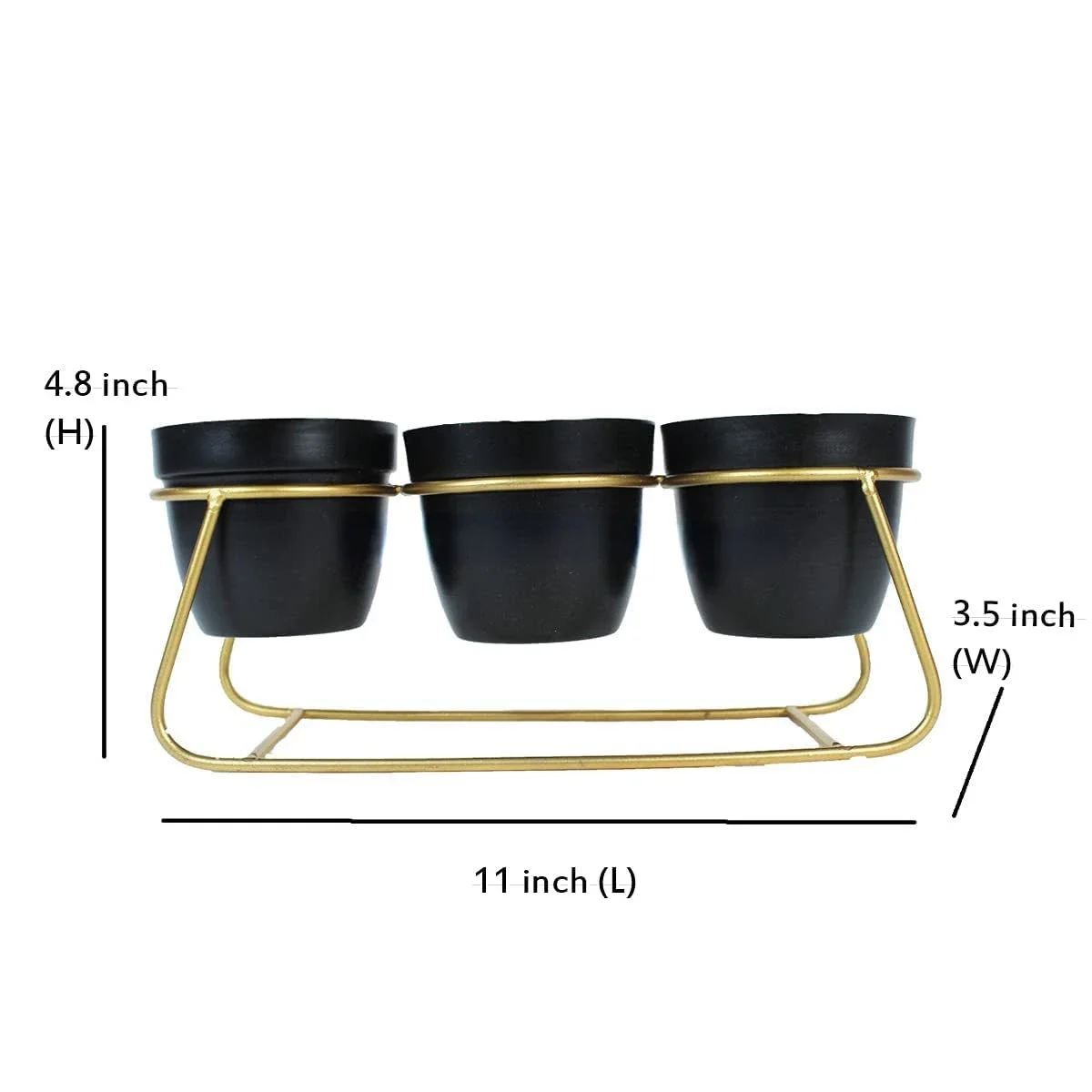 Three Pieces Planters Sets With Stand Holder Metal Balcony Lawn Planters Lawn Decorative Metal Flowering Pots Garden Supplies