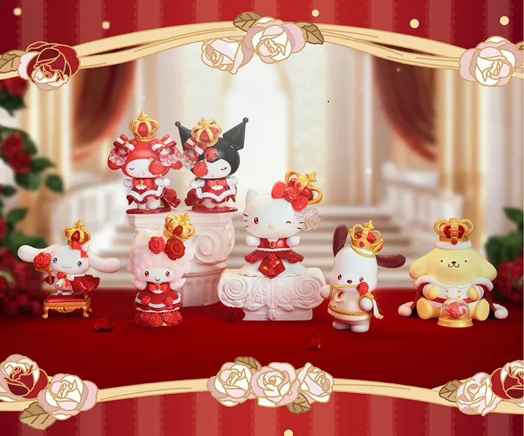 

Genuine Sanrio Family Kuromi Hello Kitty Melody Rose Night Series Fashion Play Blind Box Desktop Decoration Handmade Gift