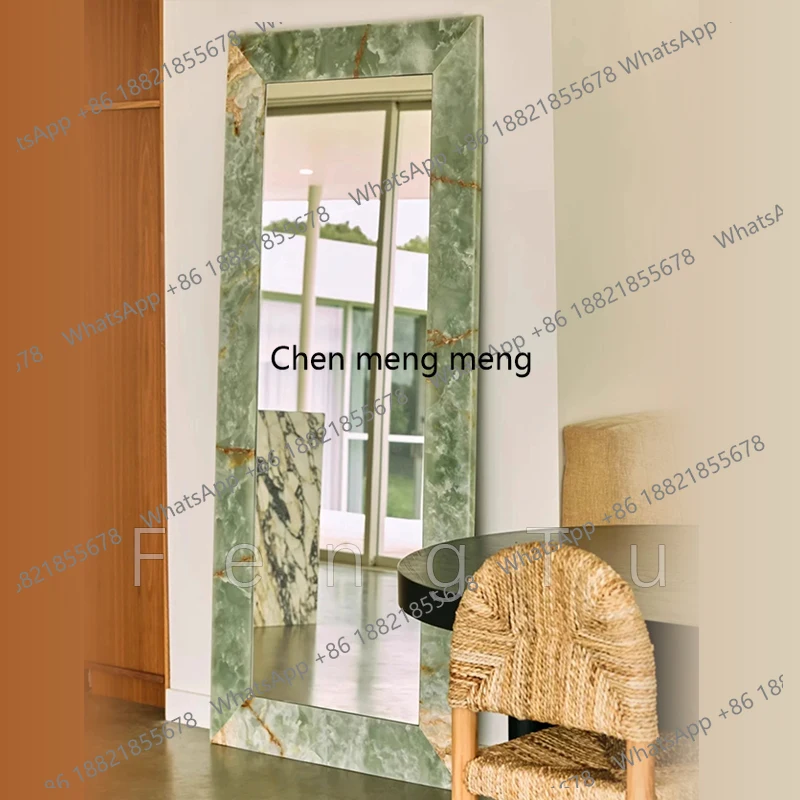 

Italian light luxury sapphire marble dressing mirror full body floor mirror bedroom three-dimensional fitting mirror