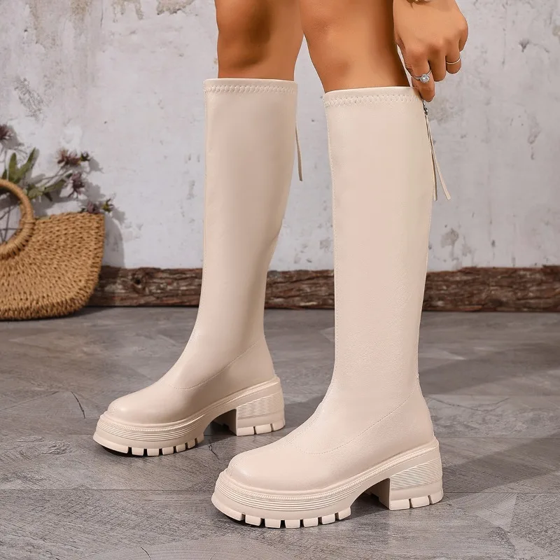 Fashion Platform Knee High Boots for Women Chunky Heel Punk Black Combat Boots Woman Thick Sole PU Leather Long Botas Mujer 2026 view 2