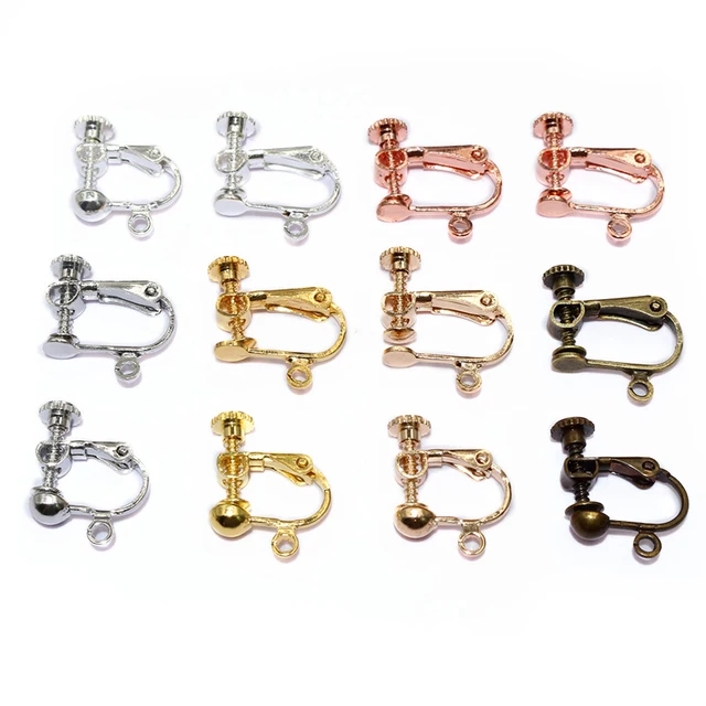 10 sztuk 15x13mm mosiężna śruba klips do ucha ustawienia kolczyków obróć podkładki ustalenia podstawa pusta ramka dla majsterkowiczów akcesoria do wyrobu biżuterii